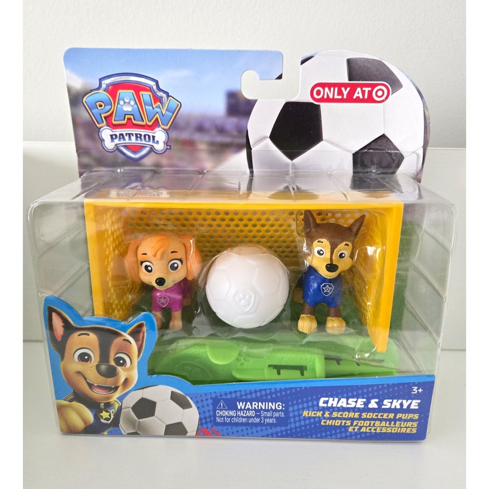 PAW Patrol Chase & Skye Kick & Score Soccer Pups Set w Goal Ball 3+